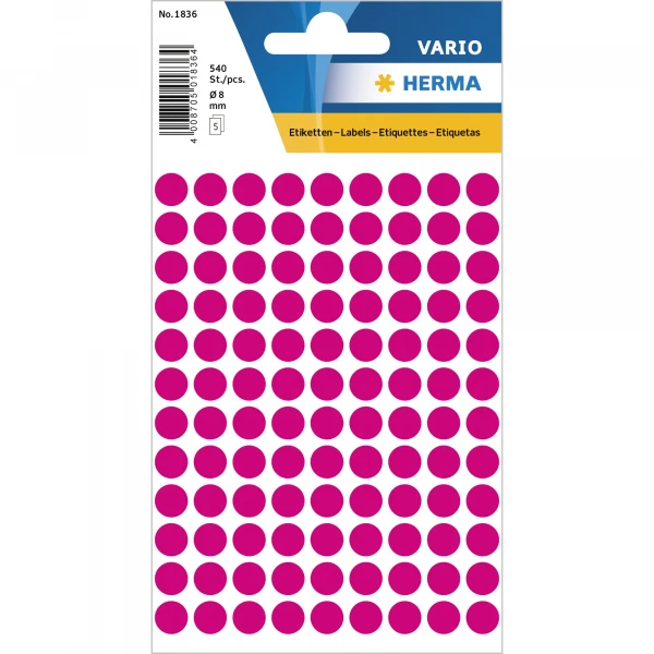 HERMA Markierungspunkte, Durchmesser: 8 mm, pink (EAN: 4008705018364)