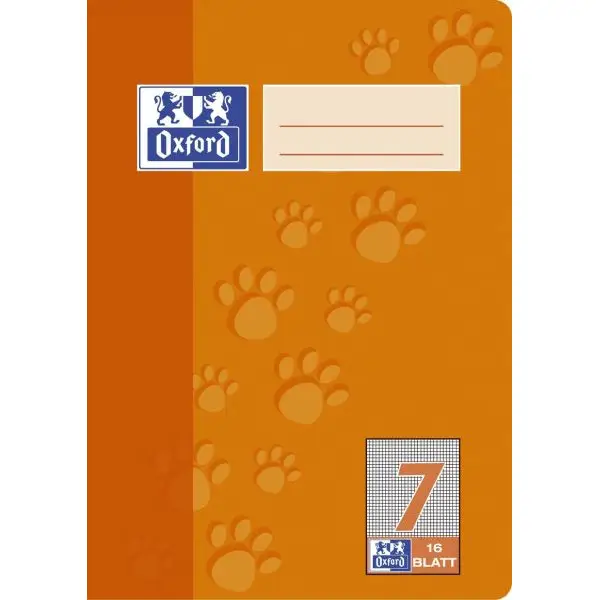 Oxford Junior Schulheft "Tatzen", DIN A5, Lineatur 7, orange (EAN: 4006144936850)