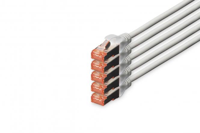 DIGITUS Patchkabel Kat. 6, S/FTP, 7,0 m, grau, 5er (EAN: 4016032441489)