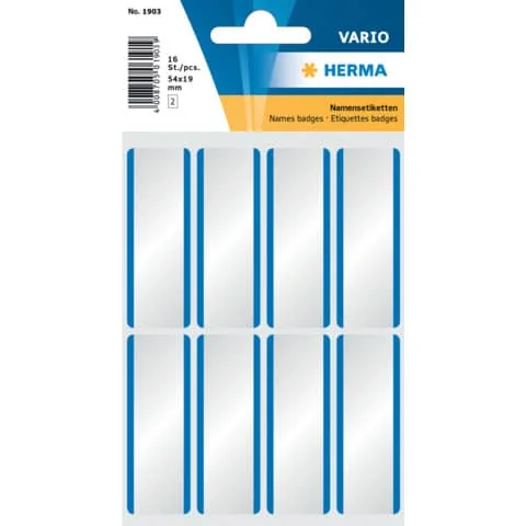HERMA Namensetiketten 54 x 19 mm, Acetat-Seide, blauer Rand (EAN: 4008705019033)