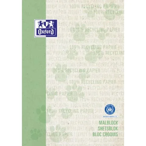 Oxford Malblock "Recycling", DIN A4, 100 Blatt, grün (EAN: 4006144043107)