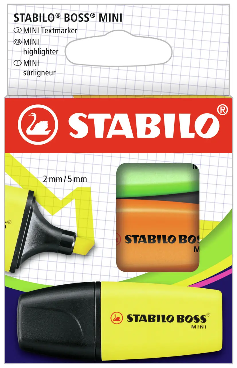 STABILO Textmarker BOSS MINI, 3er Kartonetui (EAN: 4006381583053)