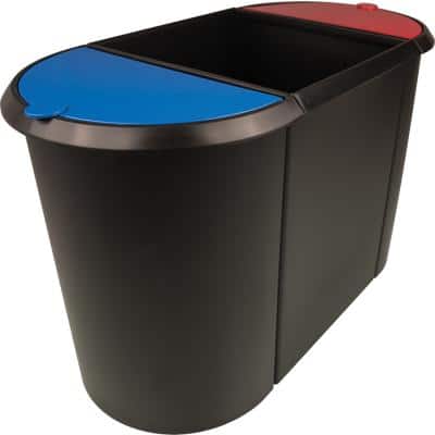 helit Papierkorb "the triple", oval, PE, schwarz/rot/blau (EAN: 4012086052275)
