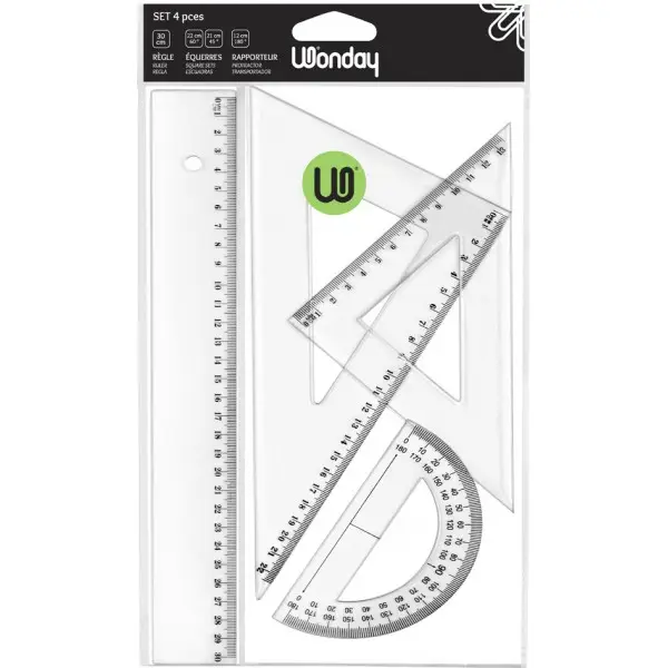 Wonday Geometrie-Set ECO, 4-teilig, transparent (EAN: 3701254700544)