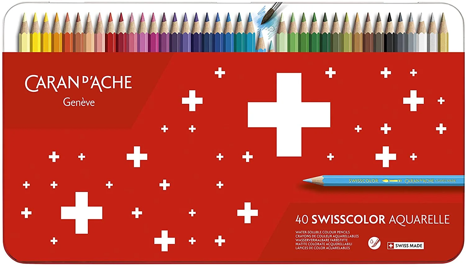 CARAN D'ACHE Buntstifte SWISSCOLOR Aquarelle,40er Metalletui (EAN: 7610186040481)