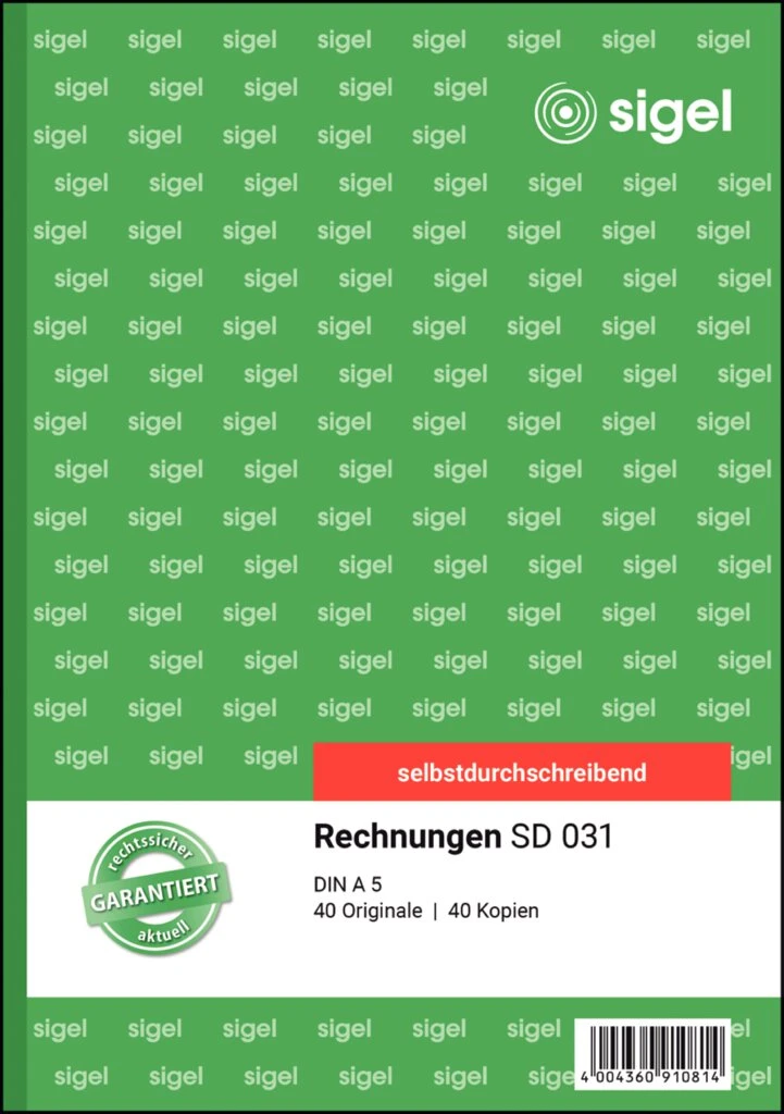 sigel Formularbuch "Rechnung", A5, 2 x 40 Blatt, SD (EAN: 4004360910814)