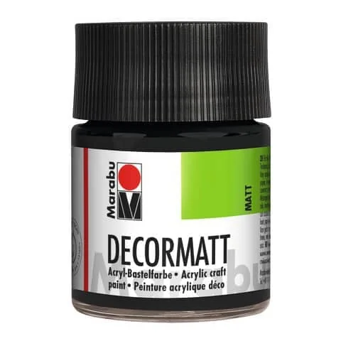 Marabu Acrylfarbe "Decormatt", schwarz, 50 ml, im Glas (EAN: 4007751007919)