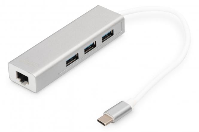 DIGITUS USB 3.0 Hub Super Speed, 3-Port + Ethernet (EAN: 4016032430100)