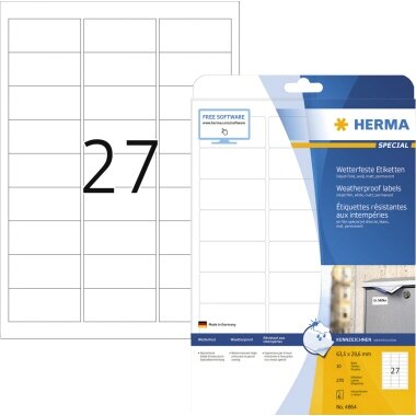 HERMA Wetterfeste Inkjet Folien-Etiketten, 63,5 x 29,6 mm (EAN: 4008705048644)