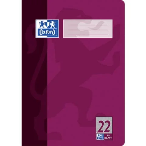 Oxford Schulheft, DIN A4, Lineatur 22 / kariert, 32 Blatt, bordeaux (EAN: 4006144935037)