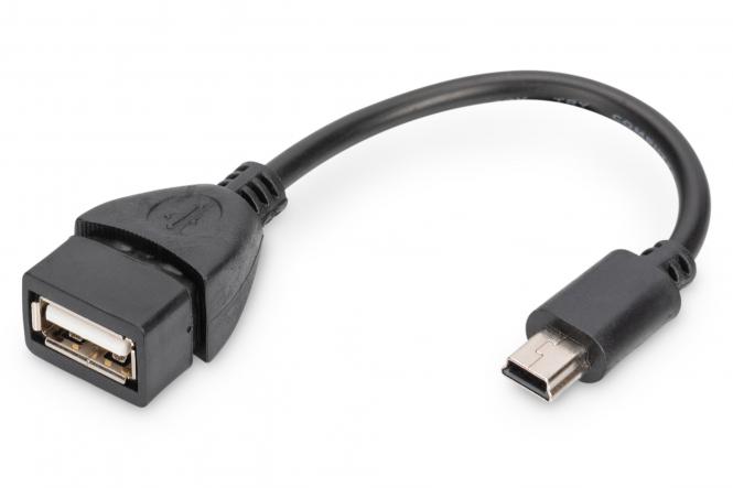DIGITUS USB 2.0 Adapterkabel, Mini USB-B - USB-A, 0,2 m (EAN: 4016032324034)