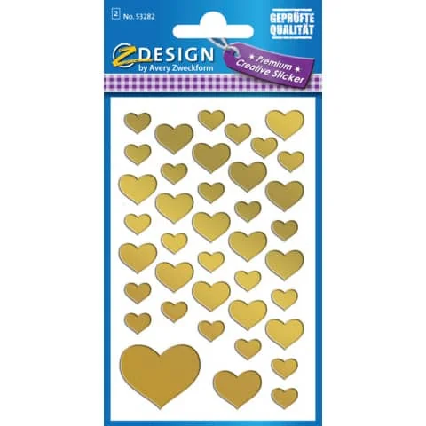 AVERY Zweckform ZDesign CREATIVE Sticker "Herzen", gold (EAN: 4004182532829)
