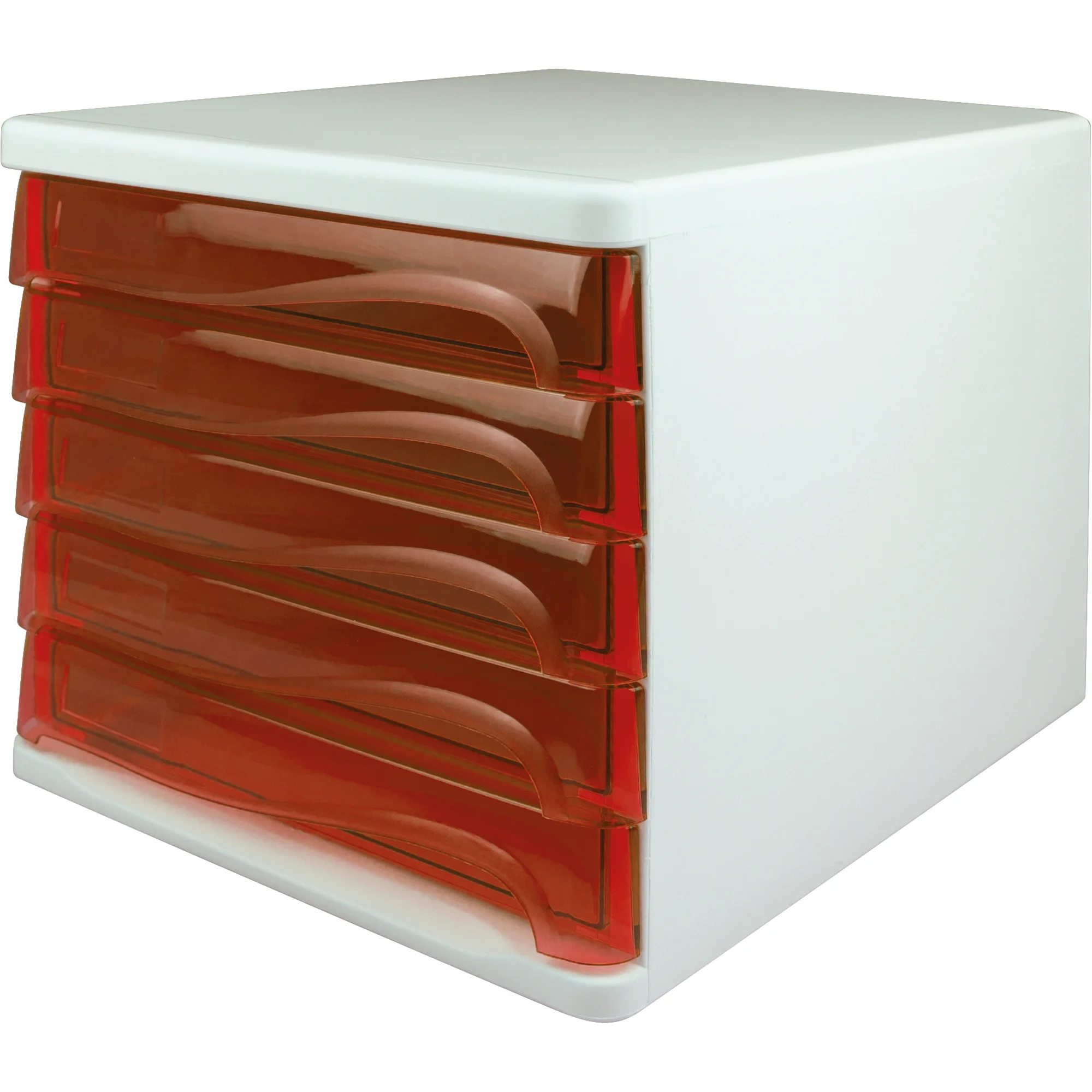 helit Schubladenbox "the wave", 5 Schübe, weiß/rot- (EAN: 4012086079753)