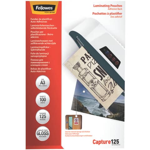 Fellowes Laminierfolientasche, selbstklebend, A3, 250 mic (EAN: 0043859641536)