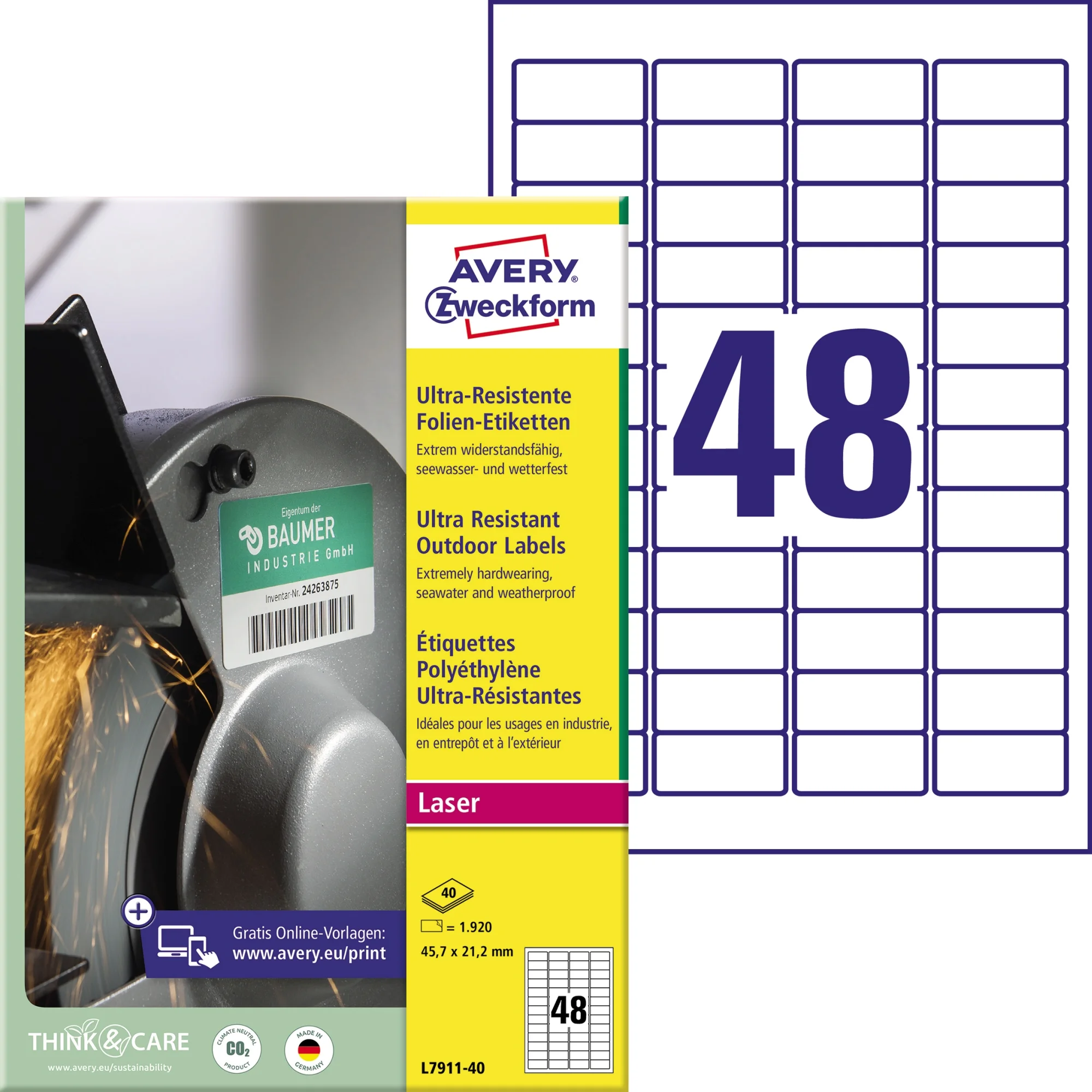 AVERY Zweckform Ultra-Resist. Folien-Etiketten, 45,7x21,2 mm (EAN: 4004182049853)