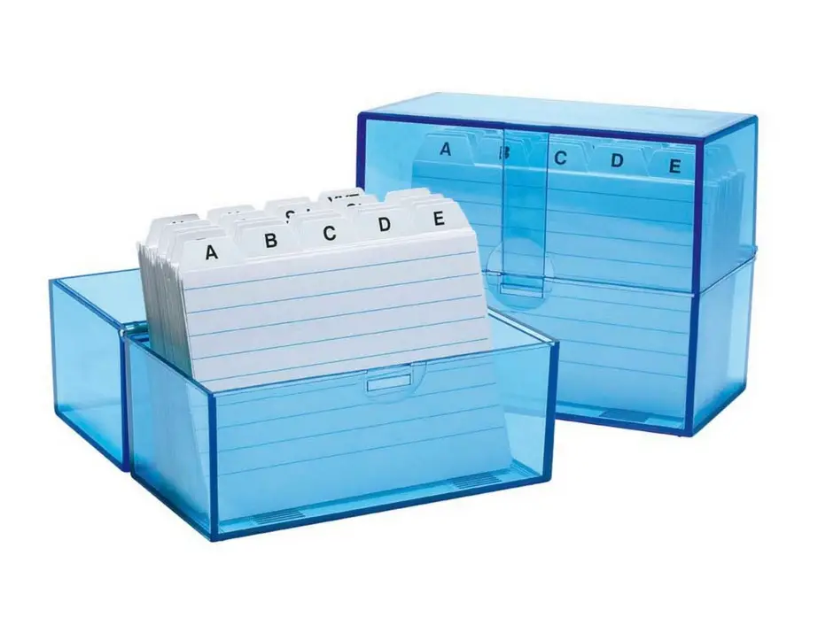 WEDO Karteikasten A7 quer, blau-transparent, bestückt (EAN: 4003801802824)