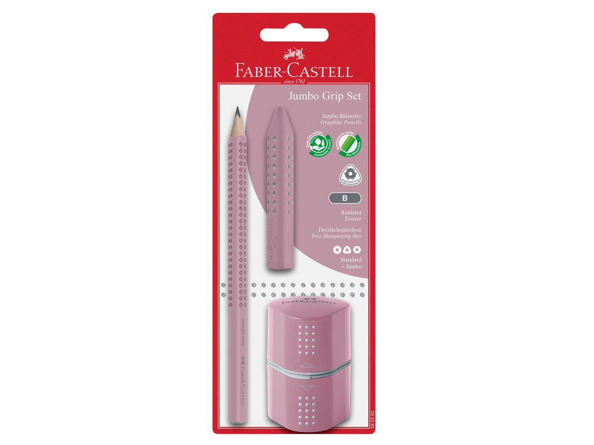 FABER-CASTELL Bleistift Jumbo GRIP Set, rose, Blister (EAN: 4005405800824)