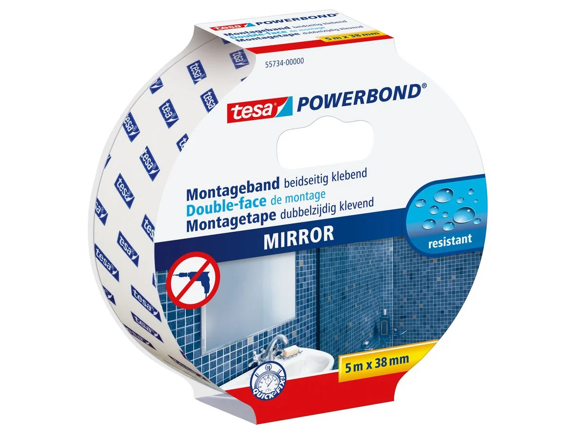 tesa Powerbond Montageband für Spiegel, 38 mm x 5,0 m (EAN: 4042448817822)