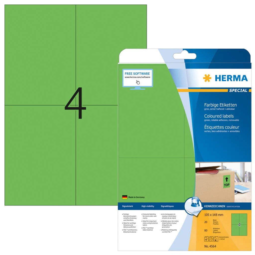 HERMA Universal-Etiketten SPECIAL, 105 x 148 mm, grün (EAN: 4008705045643)