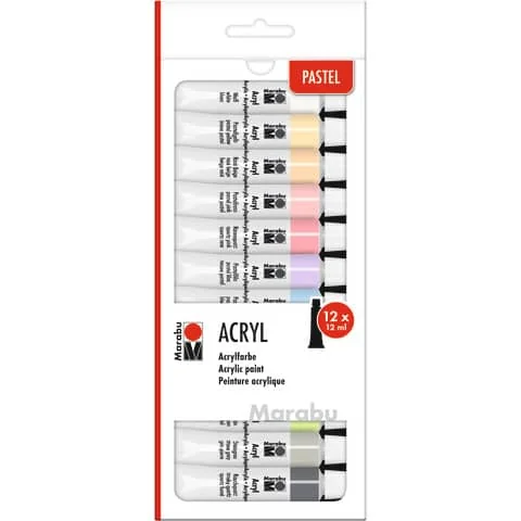 Marabu Acrylfarben-Set "PASTELL", 12 x 12 ml (EAN: 4007751831644)
