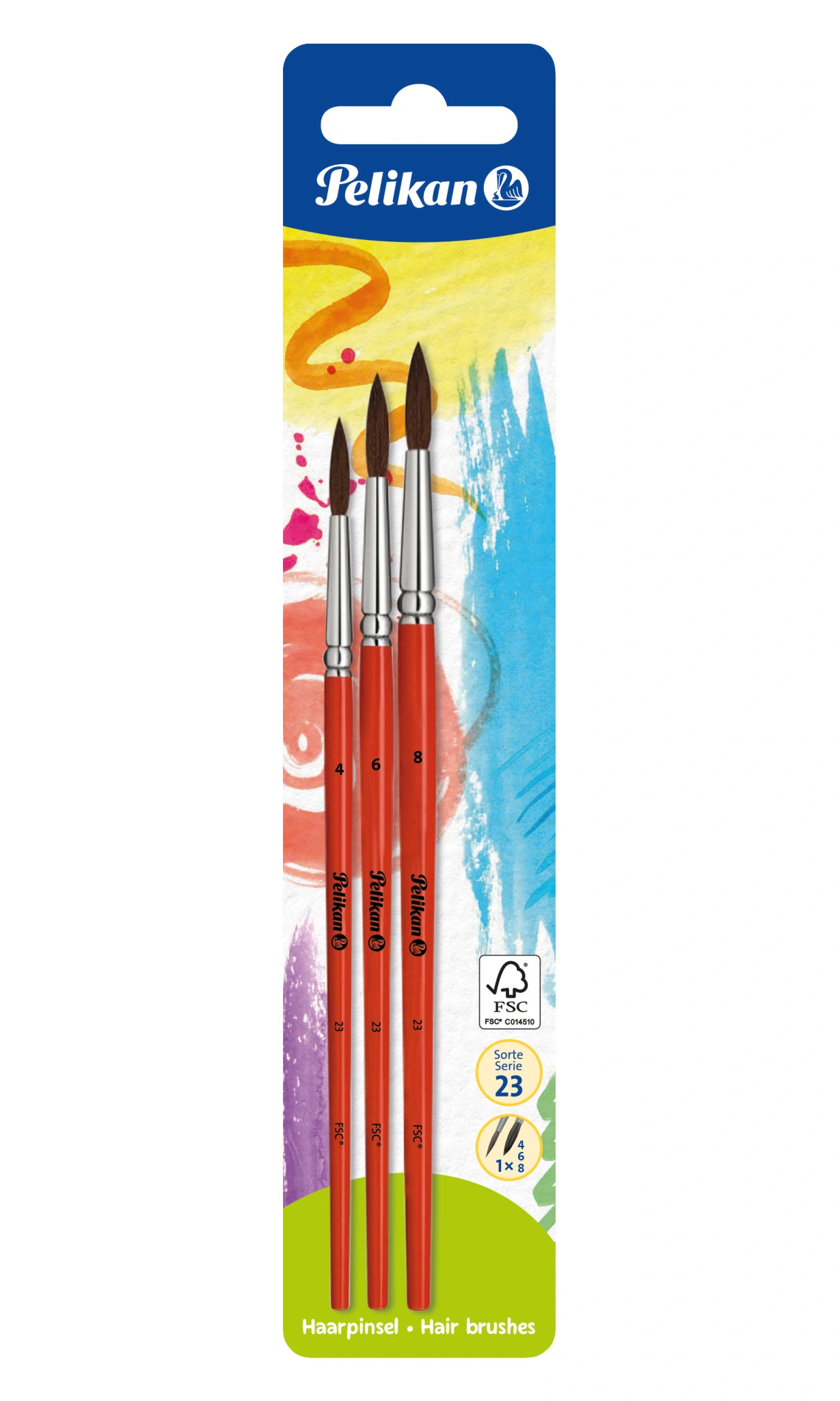 Pelikan Haarpinsel-Set Sorte 23, 3-teilig, sortiert (EAN: 4012700700384)