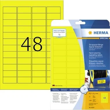 HERMA Signal-Etiketten SPECIAL, 45,7 x 21,2 mm, gelb (EAN: 4008705080309)