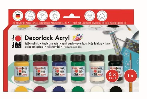 Marabu Acryllack Decorlack, Starter-Set, 6 x 15 ml (EAN: 4007751189554)