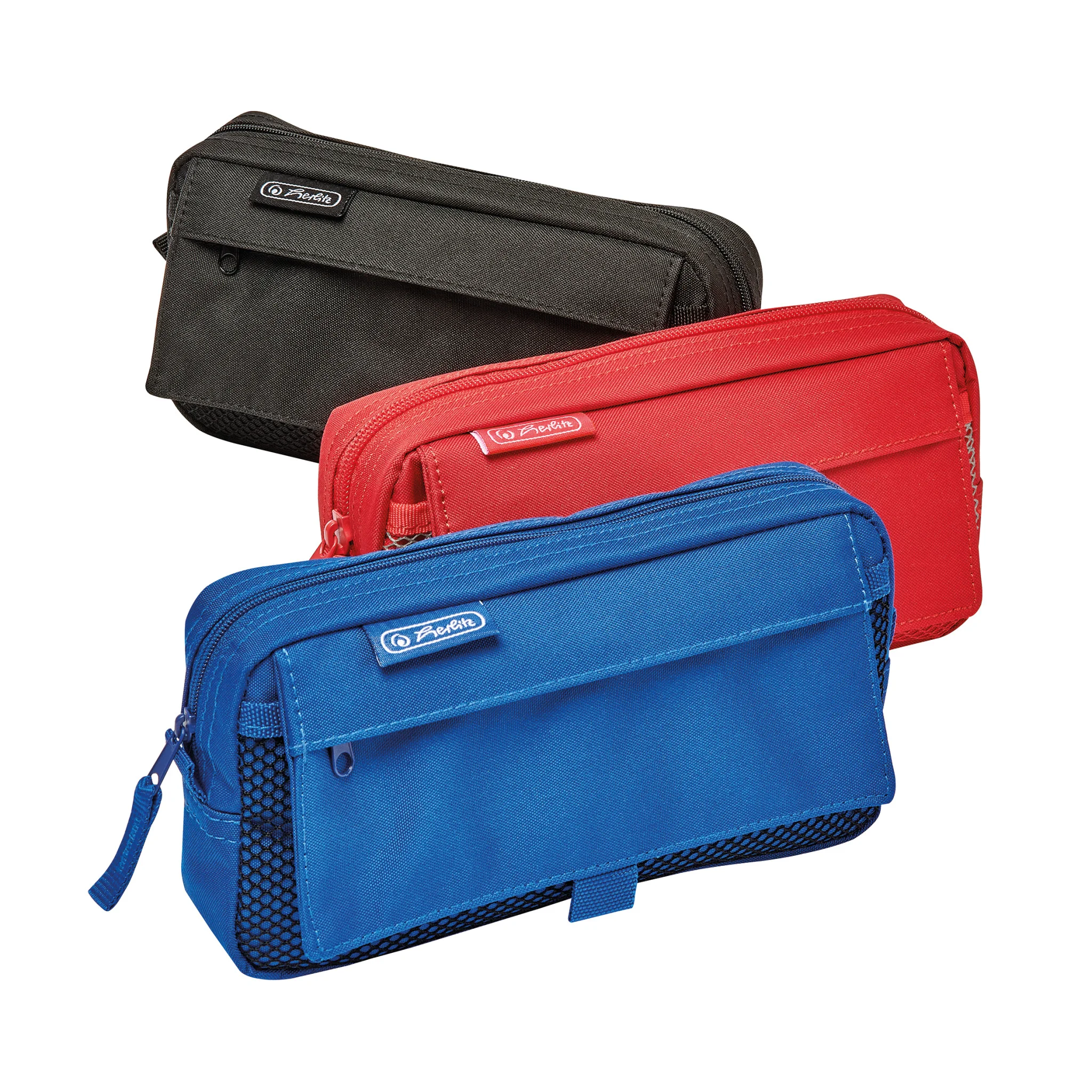 herlitz Schlamper-Etui mit Netztasche, farbig sortiert, farbig sortiert in rot, blau und schwarz (EAN: 4008110163918)