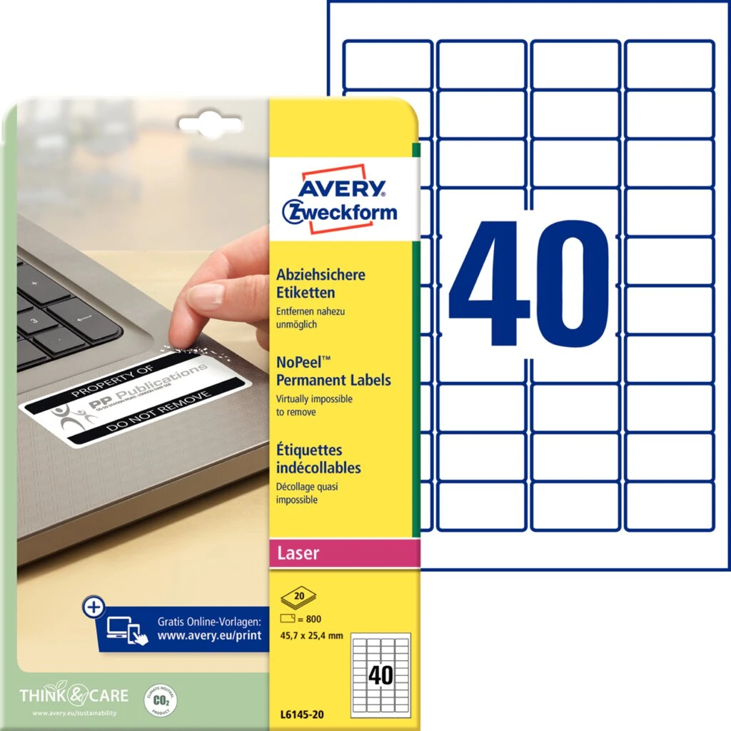 AVERY Zweckform Abziehsichere Etiketten, 45,7 x 25,4 mm (EAN: 4004182059876)