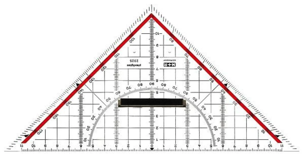 M+R Geometriedreieck, Acrylglas, Hypotenuse: 230mm, glasklar (EAN: 4004627413003)