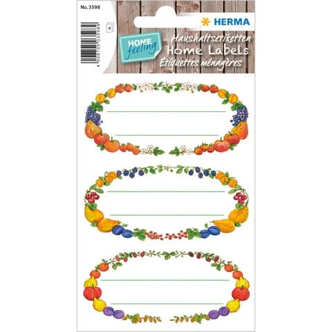HERMA Haushalts-Etiketten Früchtekränze, 76 x 35 mm, bunt (EAN: 4008705035989)
