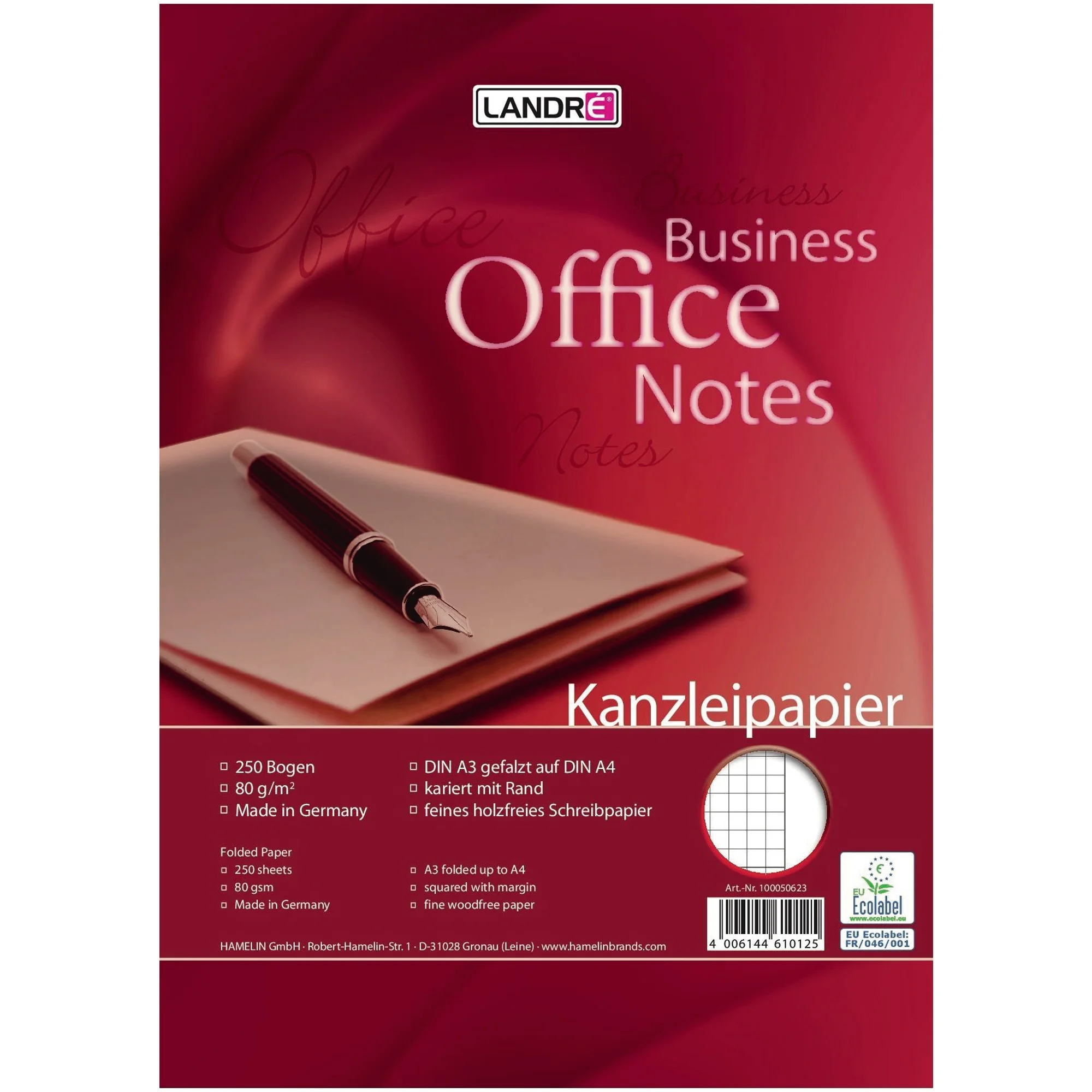herlitz Kanzleipapier, DIN A3/DIN A4, kariert, mit Rand (EAN: 4006144610125)
