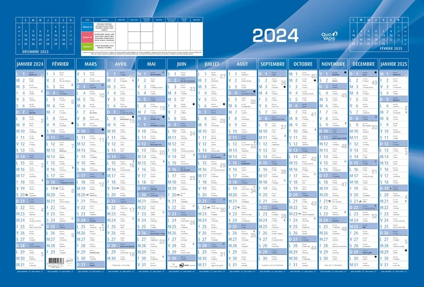 QUO VADIS Wandkalender, 650 x 430 mm, blau, 2027 (EAN: 3371017523583)