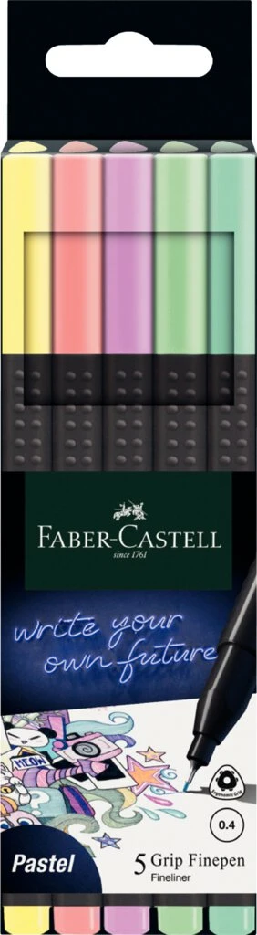 FABER-CASTELL Fineliner GRIP FINEPEN Pastell, 5er Etui (EAN: 4005401516026)