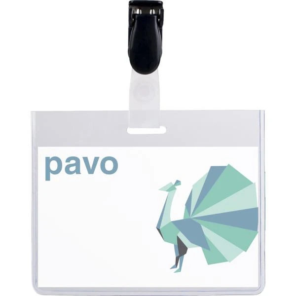pavo Namensschild, oben geschlossen, mit Clip, 60 x 90 mm, transparent (EAN: 8717448009220)