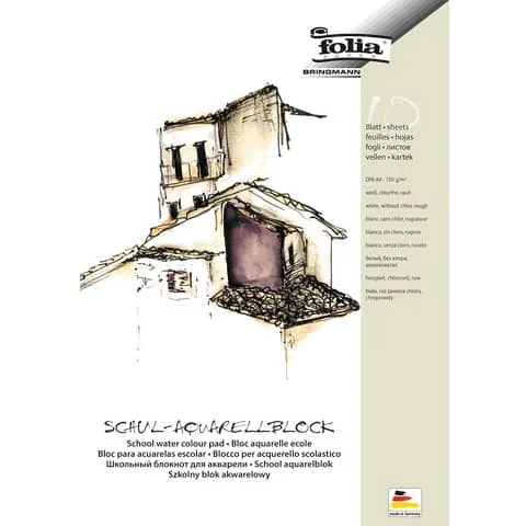 folia Schul-Aquarellblock, rauh, DIN A4, 150 g/qm, weiß (EAN: 4001868083545)
