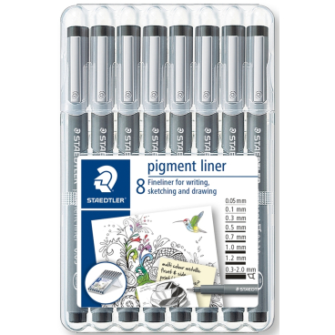 STAEDTLER Pigmentliner, schwarz, 8er Etui (EAN: 4007817309247)