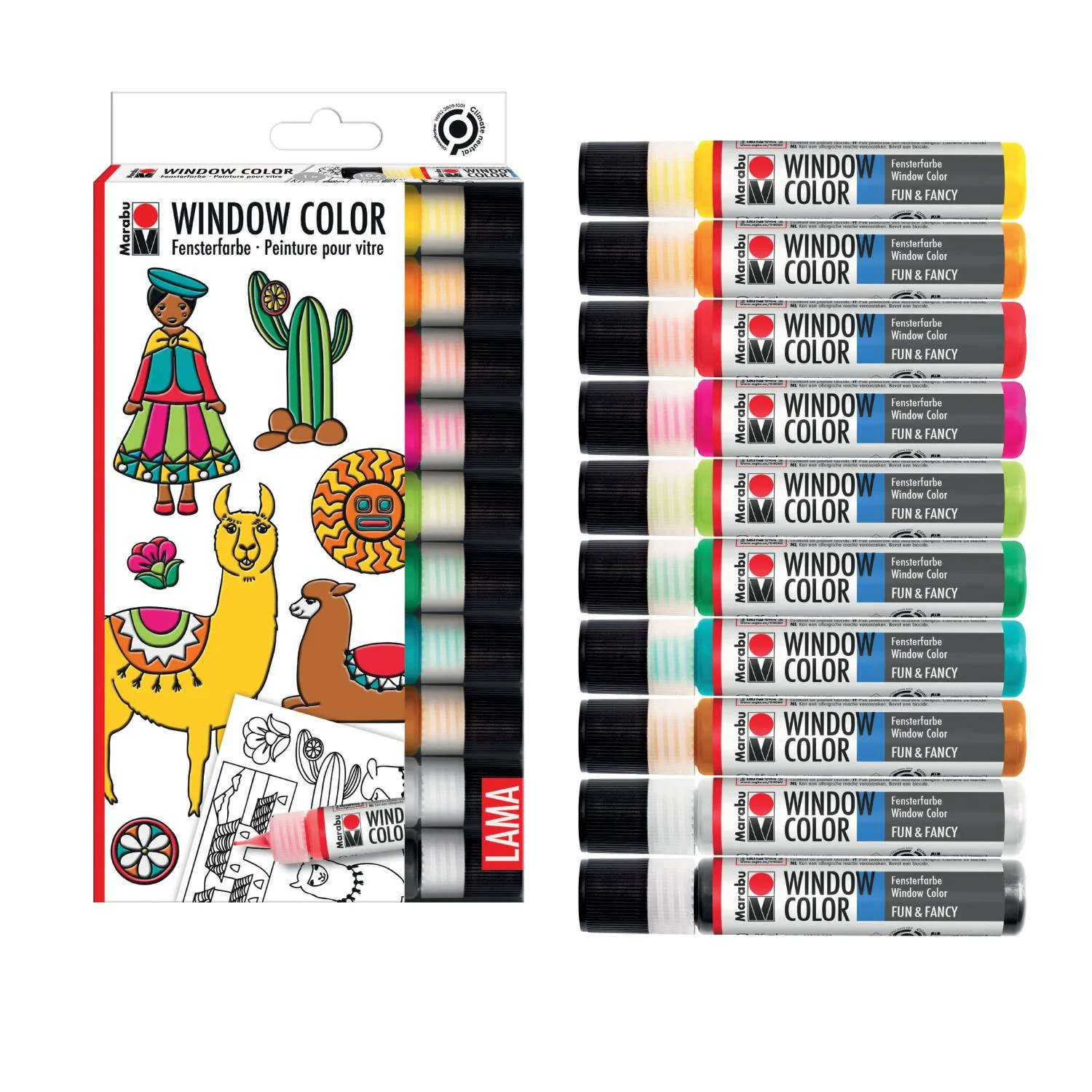 Marabu Window Color Set "LAMA", 10 x 25 ml (EAN: 4007751720313)
