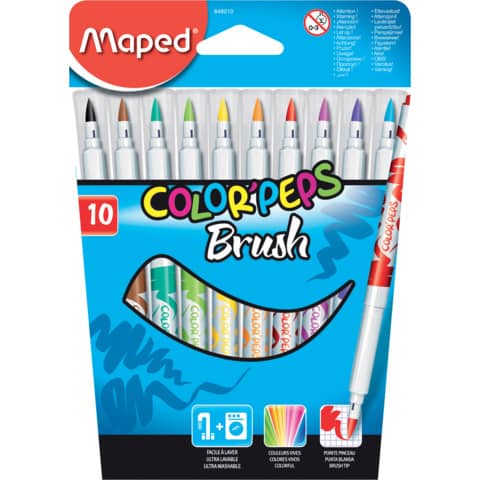 Maped Fasermaler COLOR'PEPS Brush, 10er Kartonetui (EAN: 3154148480105)