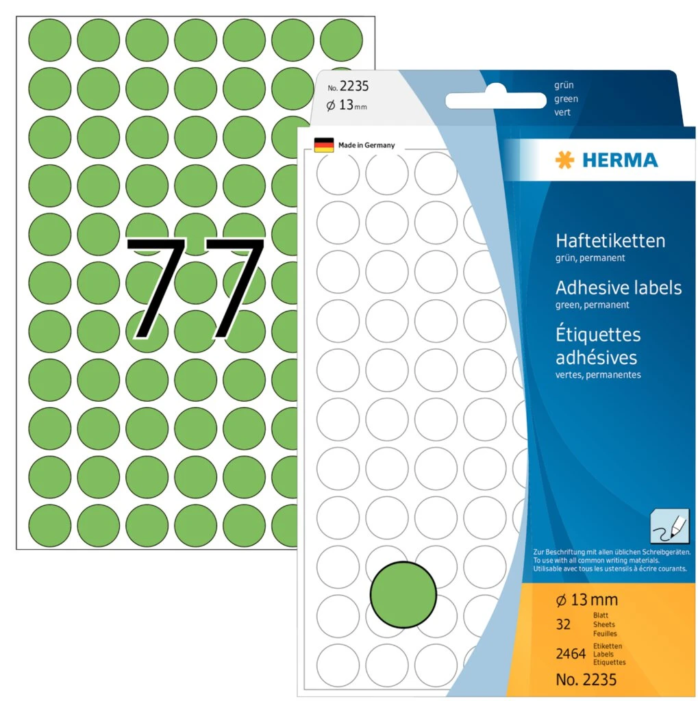 HERMA Markierungspunkte, Durchmesser: 13 mm, grün (EAN: 4008705022354)