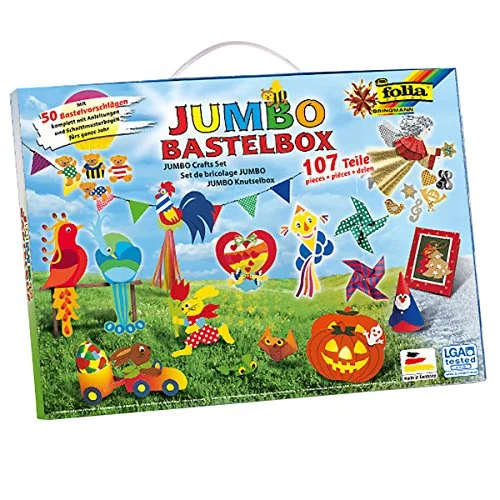folia Bastelpapier-Koffer Jumbo, 107-teilig, gold/silber (EAN: 4001868509151)