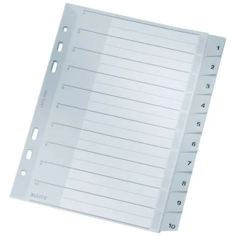 LEITZ Kunststoff-Register, Zahlen, A5, 1-10, PP, grau (EAN: 4002432301874)