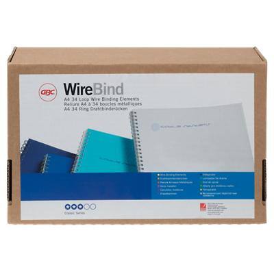 GBC Drahtbinderücken WireBind, A4, 34 Ringe, 8 mm, silber (EAN: 5019577190248)