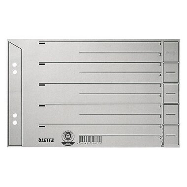 LEITZ Trennblätter, DIN A5 quer, Kraftkarton 200 g/qm, grau (EAN: 4002432328772)