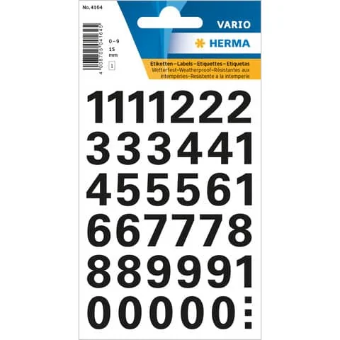 HERMA Zahlen-Sticker 0-9, Folie schwarz, Höhe: 15 mm (EAN: 4008705041645)