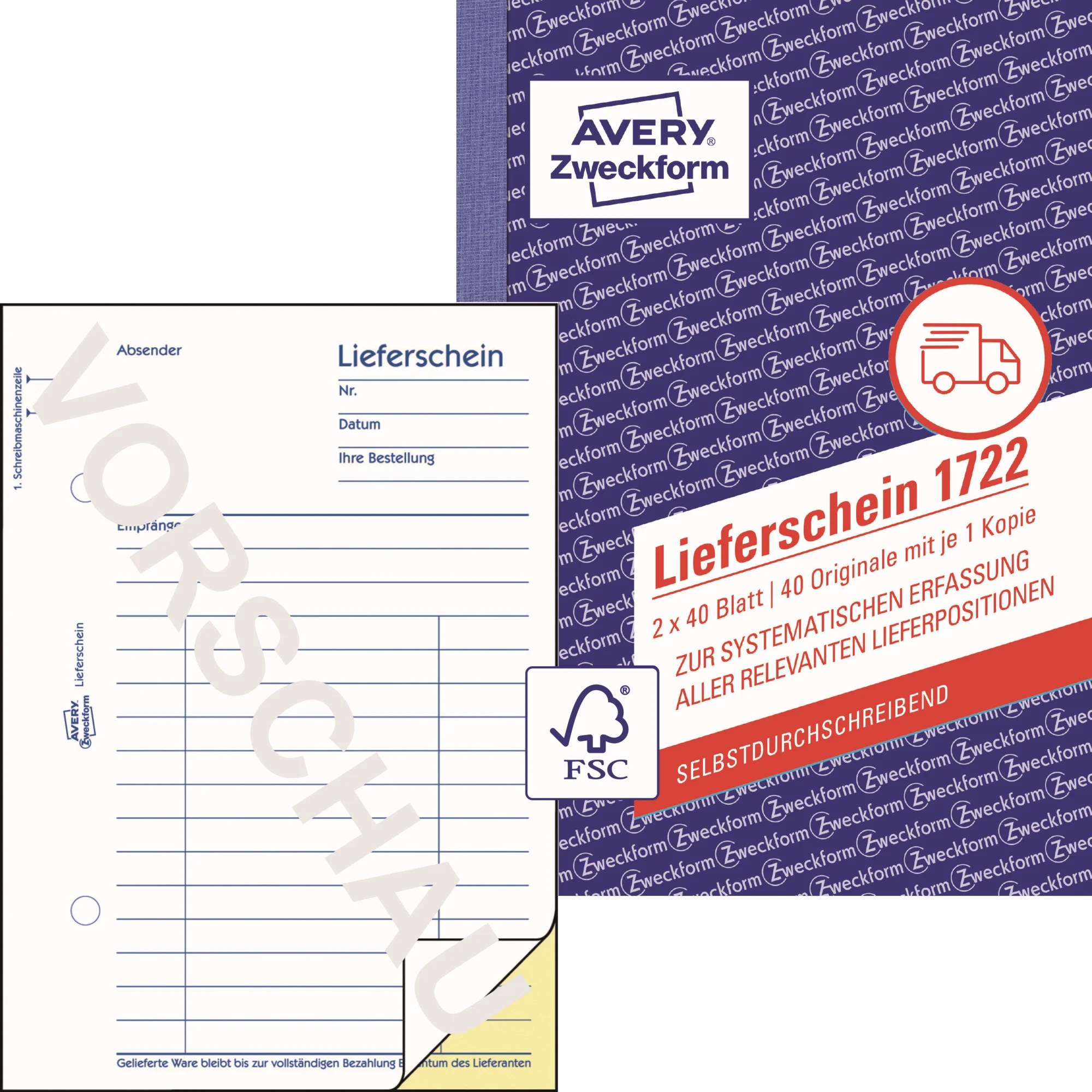 AVERY Zweckform Formularbuch "Lieferschein", SD, A6 (EAN: 4004182017227)