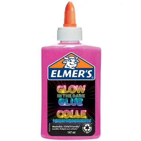 ELMER'S Glow in the Dark Bastelkleber, rosa, 147 ml (EAN: 3026981620799)