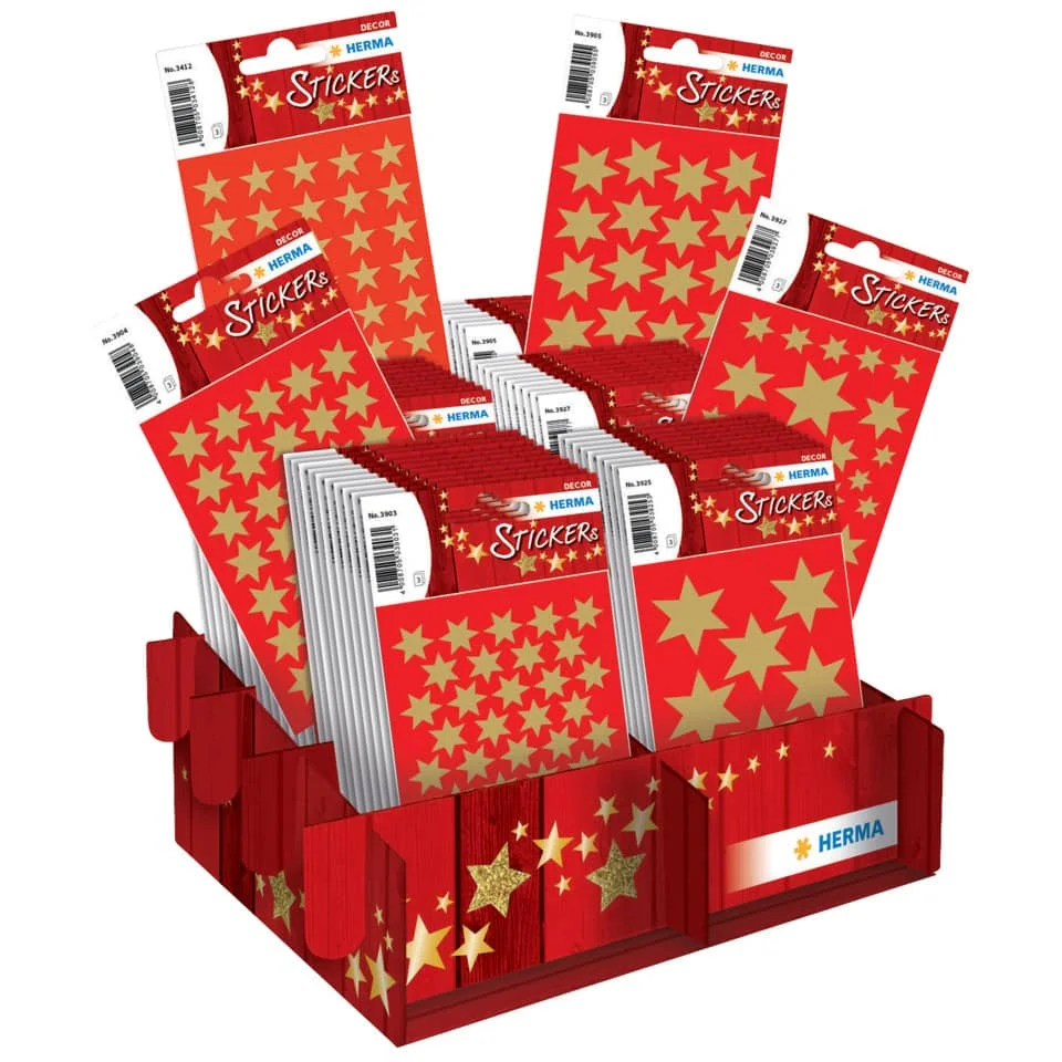 HERMA Weihnachts-Sticker DECOR "Sterne gold", im Display (EAN: 4008705032353)