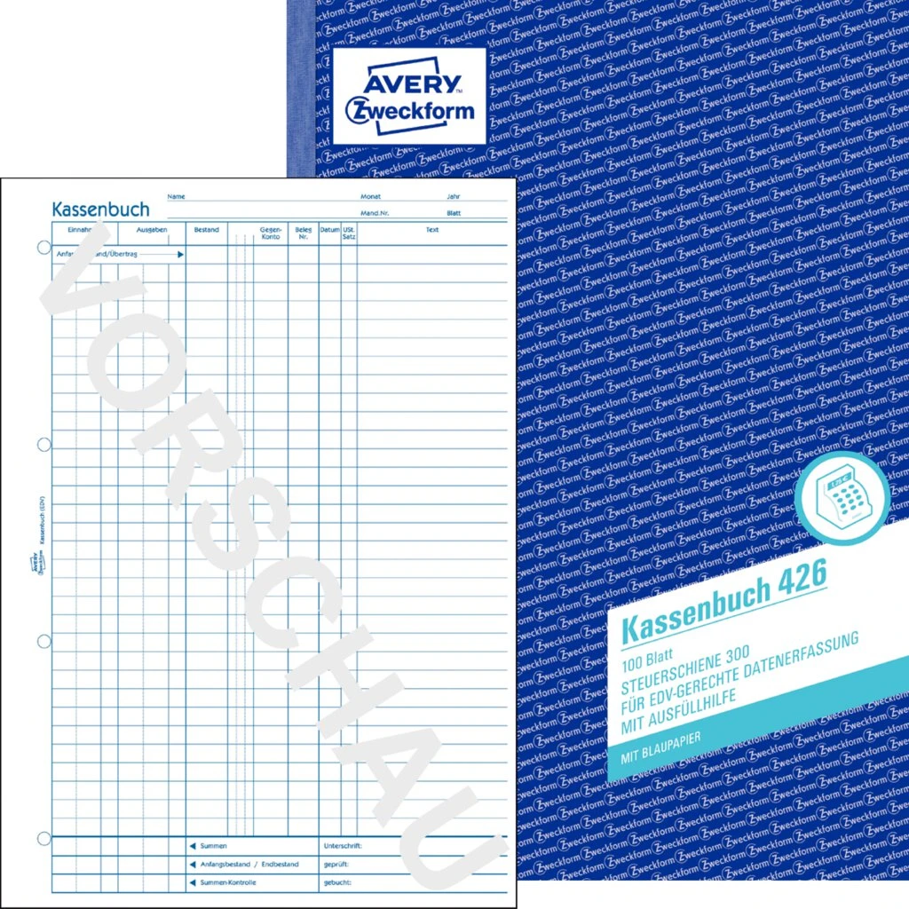 AVERY Zweckform Formularbuch "Kassenbuch EDV", A4, 100 Blatt (EAN: 4004182004265)