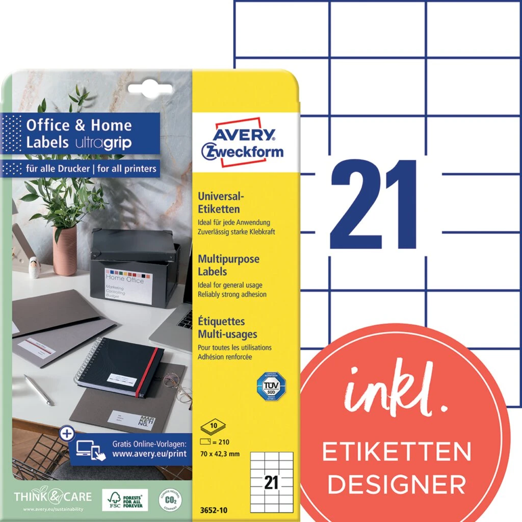 AVERY Zweckform Universal-Etiketten Office&Home, 70 x 42,3mm (EAN: 4004182617557)